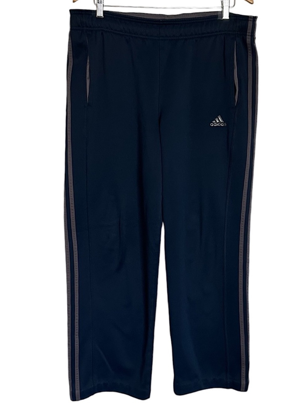 Adidas Men’s Climawarm Fleece Athletic Sweatpants Pockets Blue White Size L